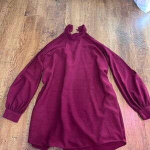 Balera Red Relaxed Long Sleeve Dress